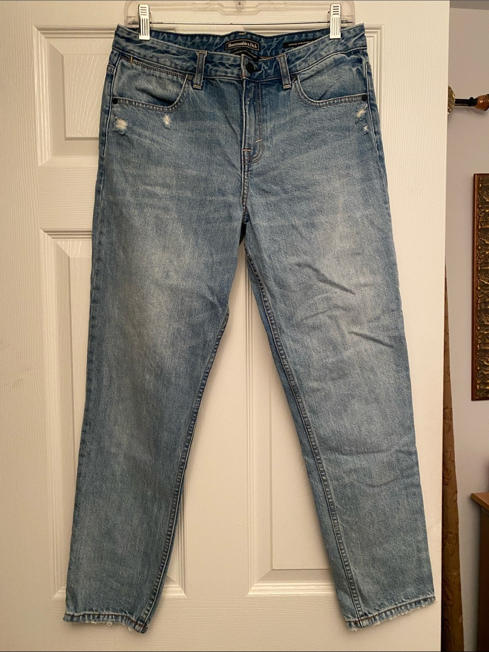 Abercrombie & Fitch Light Blue Boyfriend Jeans with Subtle Distress